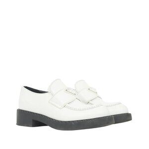 Prada Triangle Logo White Loafers Size 37/ US 7 in White Leather